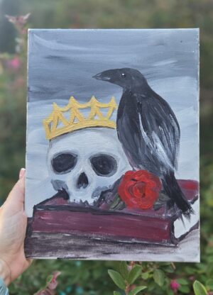 Death Crowned: Dark Fantasy/Liz Zander Romance Acrylic Canvas Painting Night